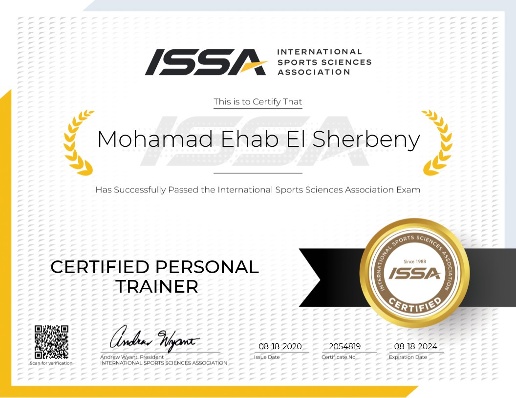 ISSA Certified Personal Trainer Certificate